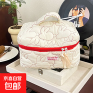 紅白兔子化妝包收納包可愛女學(xué)生便攜大容量全棉絎縫手提包手拿包 有錢兔白色【化妝包】