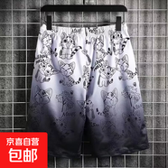 美式復(fù)古涂鴉印花短褲男士夏季潮流寬松百搭直筒休閑五分褲子男DM 佰億K29X小貓短褲 L