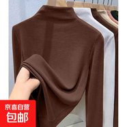 【爆款打底】秋冬加絨打底衫百搭修身顯瘦半高領(lǐng)內搭長(cháng)袖 咖啡色 2XL-建議120-135斤