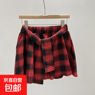 2025夏季新款復古格子半身裙女高腰半身裙百搭顯瘦短裙 紅色格子 XL