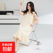 7A純棉睡裙女夏季性感吊帶裙無袖背心寬松大碼孕婦睡衣連衣裙 Z33008 4XL