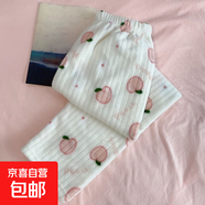 可愛(ài)卡通睡褲女長(cháng)褲冬季珊瑚絨加絨暖暖打底褲可外穿 白色桃子褲子 均碼（適合80-130斤）