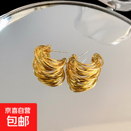 銀針中古圓形花朵流蘇耳環(huán)歐美復(fù)古金屬感耳釘氣質(zhì)輕奢耳飾批發(fā)女 40#銀針-金色纏繞.