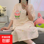 睡裙女春夏季短袖2025新款睡衣可外穿大碼學(xué)生甜美連衣裙中裙夏天 短袖睡裙：G5541 3XL （142-155斤）