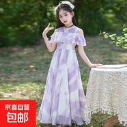 女童連衣裙2025新款夏季雪紡碎花洋氣薄款中大童長(zhǎng)裙公主風(fēng)裙子夏 紫色 單件8816雪紡連衣裙 160