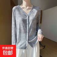 2025春夏針織開(kāi)衫女新款外搭空調衫毛衣外套/RWM11-X 銀線(xiàn)灰 XL 120-135斤