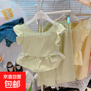 【兒童夏季新款女童套裝】韓版飛袖上衣搭闊腿褲時(shí)尚洋氣兩件套 NT66 90