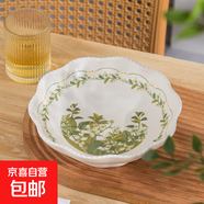 新款鈴蘭花餐具套裝家用INS陶瓷碗家用吃飯斗笠碗盤子菜盤湯碗筷 【1個裝】鈴蘭花8英寸高腳珠點盤