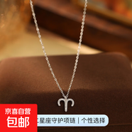 跨境新品S925銀十二星座項鏈女立體符文輕奢鑲鉆設計感鎖骨鏈頸鏈 【白金色-白羊座】 無(wú)規格