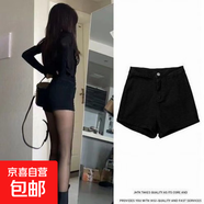 短褲女春秋新款工裝小個(gè)子黑色高腰牛仔褲外穿 黑色 J07牛仔短褲 XL