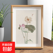 荷花裝飾畫字畫擺件辦公室餐廳桌面相框小擺臺客廳玄關新中式掛畫 荷花-亭亭玉立（5） A4