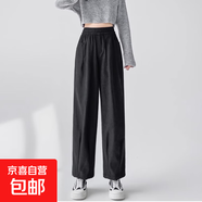 日系奶奶褲女夏季薄款2025新款腰闊腿高級感小個(gè)子九分哈倫奶芙褲 黑色-小個(gè)子款 M