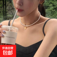 正品澳白施家珍珠項鏈女款秋冬新款鎖骨鏈輕奢小眾頸鏈毛衣鏈正圓 澳白6MM 45CM磁吸扣