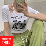 短袖T恤女2025夏露臍新款美式復古修身鏤空辣妹ins潮上衣 白色T恤 L