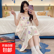 吊帶睡裙夏季女款帶胸墊一體無(wú)袖少女生夏天可愛(ài)卡通睡衣裙子 35091睡裙【帶胸墊】 L （100-120斤）