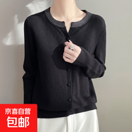2025新款高級感上衣外搭針織女短外套毛衣/XDPJ01-X NAD508黑色 L 105-120斤