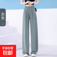 闊腿褲女2025夏季新款高腰寬松直筒褲垂感休閑長(cháng)褲多色顯瘦山本褲 灰色-常規款-建議身高161-165cm M -（建議100斤-110斤）