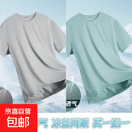 夏季冰絲短袖T恤男透氣速干衣冰感大碼運(yùn)動(dòng)沙灘速干上衣GG網(wǎng)眼T 綠色+淺灰色 3XL