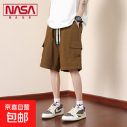 NASA BASE夏季薄款美式潮牌五分褲加肥大碼胖子純棉寬松工裝短褲 JYF-K303棕色 7XL