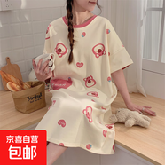 睡裙女夏季可愛(ài)仿棉短袖中長(cháng)款連衣裙子夏天2025年新款睡衣家居服 Q91611 M 女