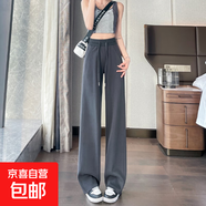 窄版直筒運(yùn)動(dòng)褲子女夏季2025新款LULU神褲寬松顯瘦美式休閑闊腿褲 深灰-常規(guī)款【有口袋-貝貝棉】 L 【105-120斤】