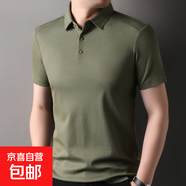 40支雙面絲光短袖T恤男士翻領(lǐng)5A純色防蚊涼感新款Polo衫上衣 中綠 2XL 185/100A