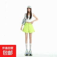 2025夏季新款夏天多巴胺牛仔短褲 時(shí)尚百搭高腰a字包臀辣妹熱褲 HYS H9813瑩光綠 M