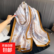 春夏薄款絲巾高級感印花長(cháng)巾新款緞面旅游防曬紗巾民族風(fēng)披肩批發(fā) L89039-素描花