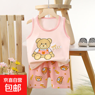 【兒童背心套裝】夏季純棉2025新款女童短褲衣服寶寶韓版男童無 E06-熊BABY 130 cm