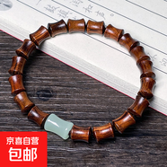 黑花梨名木手串男款手鏈女款佛珠手串文玩手串藏式桶珠飾品配飾 8x10mm竹節(jié)+玉竹手串