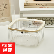 多功能按壓式桌面透明收納盒防塵儲物箱迷你廢紙簍辦公室垃圾桶 透明白小號
