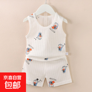 2025兒童背心套裝新款男女童寶寶卡通薄款無袖背心短褲套裝潮e93 .藍胖子 90 cm