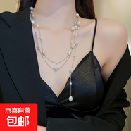 不規則長(cháng)款珍珠項鏈法式輕奢氣質(zhì)毛衣鏈小眾簡(jiǎn)約高級感項飾批發(fā)女 24#項鏈-銀色珍珠三層