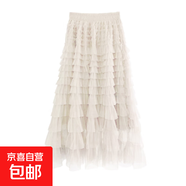網(wǎng)紗蛋糕裙高腰顯瘦A字半身裙子仙女春夏小個(gè)子長(zhǎng)裙溫柔氣質(zhì)百搭 5524【杏色】 M 推薦【96-105斤】