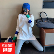 白色中長(zhǎng)款打底衫女春秋冬2025新款德絨加絨長(zhǎng)袖t恤上衣綠螺口YXQ 【春秋薄款】9001白色 L 建議104-118斤