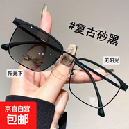 超輕感光變色美拉德咖色半框眼鏡近視專(zhuān)業(yè)配度數高級感眼睛鏡框架 雅致砂黑【遇光變灰色片】 近視【雙眼150度】變色護眼