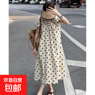 法式復古高端泡泡袖圓點(diǎn)連衣裙子女裝夏季2025新款氣質(zhì)高級感長(cháng)裙 杏色 【KK-Q863】 3XL