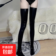 性感漆皮皮衣夜店女王系列情趣套裝火辣誘惑純欲修身包臀裙 T07長(zhǎng)筒皮靴襪 均碼