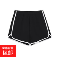 夏季新款運動(dòng)短褲女外穿寬松休閑闊腿褲高腰速干三分褲 卓和J01簡(jiǎn)約褲黑色 L