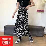 清新小雛菊印花半身裙高腰顯瘦女裝外穿出街長(cháng)款百搭A字半身裙夏 半身裙 XXL