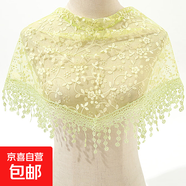 韓版女蕾絲碎花三角巾鏤空透氣包頭紗田園復古風(fēng)三角披肩防曬頭巾 姜黃色