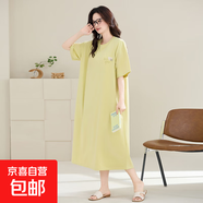 純棉睡裙女夏薄款2025新款短袖可外穿睡衣大碼可愛(ài)家居服時(shí)尚高檔 QM660女裙 4XL
