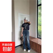 220克純棉韓版短袖雛菊2025春夏百搭上衣寬松男女臘腸狗T恤B701YL 2656藏青跳跳狗 (新款) M
