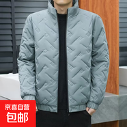 男士棉服高檔徽章外套中青年商務(wù)裝休閑輕薄棉襖秋冬季特大碼棉衣 灰色 3XL