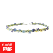 日韓甜美少女霧霾灰藍(lán)色蕾絲蝴蝶結(jié)愛心項(xiàng)鏈CHOKER頸鏈短款鎖骨鏈 藍(lán)黃花朵織帶鎖骨鏈