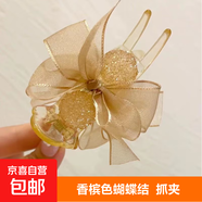 蝴蝶結滿(mǎn)鉆抓夾簡(jiǎn)約丸子頭時(shí)尚發(fā)飾盤(pán)發(fā)夾 香檳色蝴蝶結一個(gè)