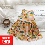 新款童裝連衣裙女童棉綢裙子公主裙背心裙女寶寶家居睡裙批發(fā) 7191棉綢裙洋氣格子 100 cm