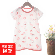 寶寶夏季嬰兒睡袍薄款小童兒童夏天純棉空調(diào)服防踢睡裙連體衣睡衣 粉色薄款粉色小兔 90