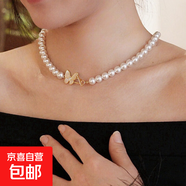 施家珍珠項(xiàng)鏈女鎖骨鏈蝴蝶吊墜仿珍珠輕奢OT扣小眾設(shè)計(jì)頸鏈毛衣鏈 澳白8毫米+40厘米（OT扣A款）