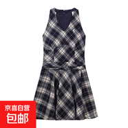 黑白格子v領(lǐng)掛脖系帶連衣裙女夏季2025新款甜辣妹收腰百褶A字短裙 背心裙 S